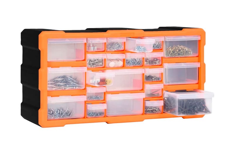 Monilaatikko järjestelijä 22 laatikolla 49x16x25,5 cm - Oranssi - Piha & ulkoaltaat - Piha-alue - Ulkosäilytys - Autotallin sisustus & säilytys