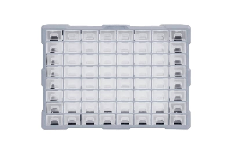 Monilaatikko järjestelijä 64 laatikolla 52x16x37,5 cm - Harmaa - Piha & ulkoaltaat - Piha-alue - Ulkosäilytys - Autotallin sisustus & säilytys
