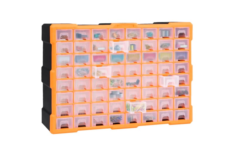 Monilaatikko järjestelijä 64 laatikolla 52x16x37,5 cm - Oranssi - Piha & ulkoaltaat - Piha-alue - Ulkosäilytys - Autotallin sisustus & säilytys