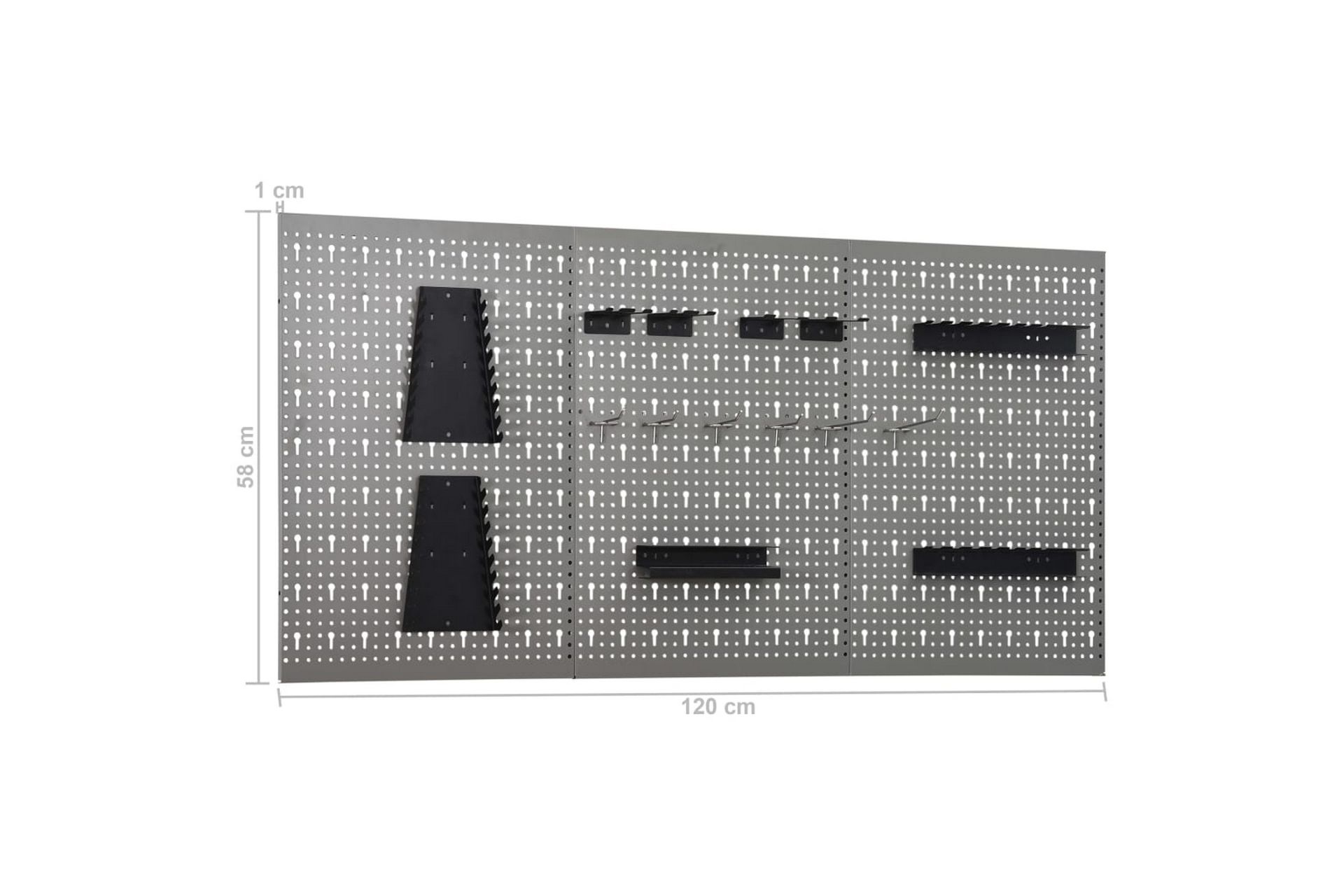Seinään kiinnitettävät työkalutaulut 3 kpl 40x58 cm teräs - Piha & ulkoaltaat - Piha-alue - Ulkosäilytys - Autotallin sisustus & säilytys