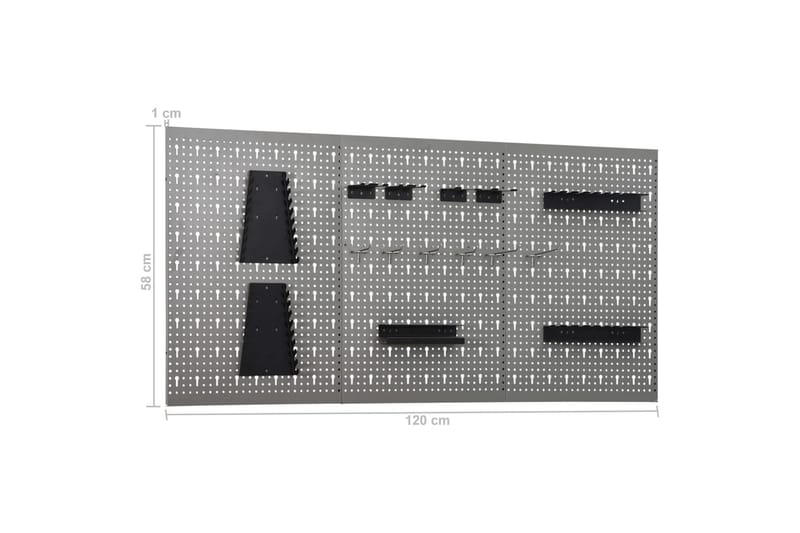 Seinään kiinnitettävät työkalutaulut 3 kpl 40x58 cm teräs - Piha & ulkoaltaat - Piha-alue - Ulkosäilytys - Autotallin sisustus & säilytys