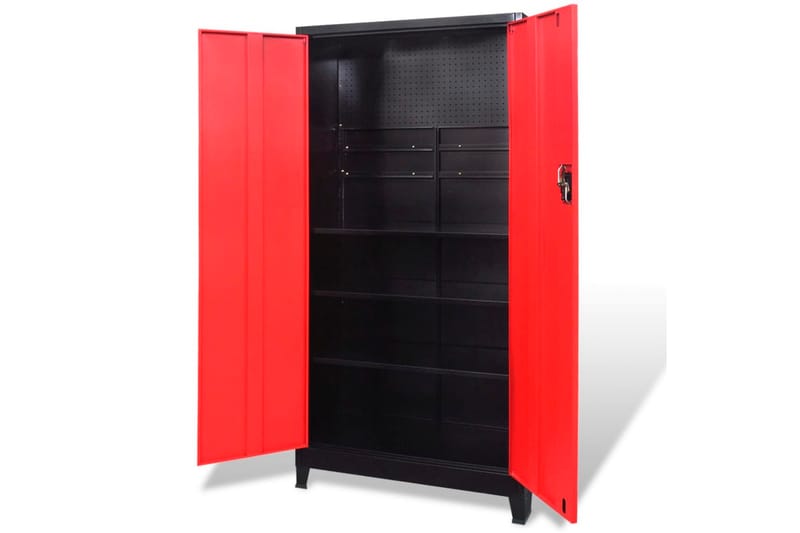 Työkalukaappi 2 ovella Teräs 90x40x180 cm Musta ja punainen - Monivärinen - Piha & ulkoaltaat - Piha-alue - Ulkosäilytys - Autotallin sisustus & säilytys