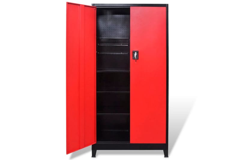 Työkalukaappi 2 ovella Teräs 90x40x180 cm Musta ja punainen - Monivärinen - Piha & ulkoaltaat - Piha-alue - Ulkosäilytys - Autotallin sisustus & säilytys