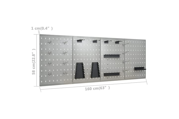 Työpöytä neljällä seinäpaneelilla ja kahdella kaapilla - Musta - Työpenkki - Autotallin sisustus & säilytys