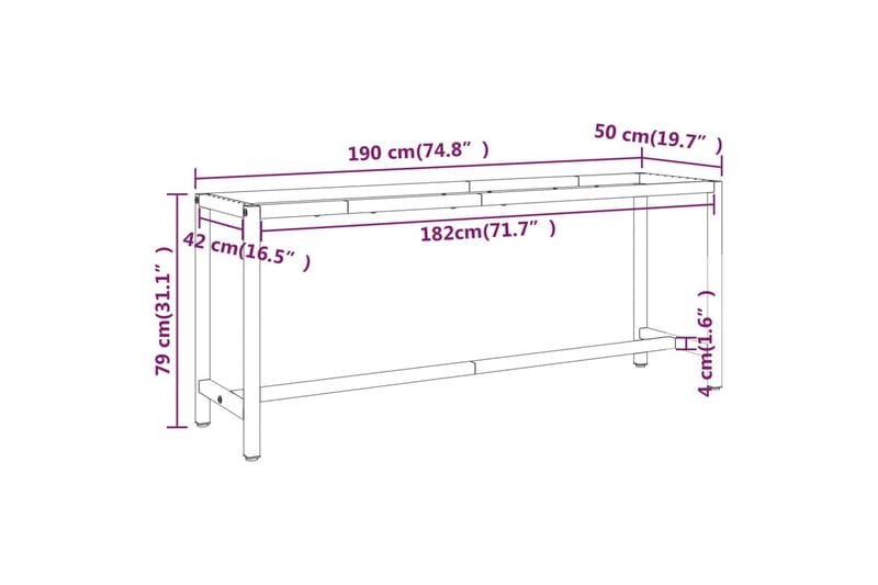 Työpenkin runko mattamusta ja -punainen 190x50x79 cm metalli - Musta - Piha & ulkoaltaat - Piha-alue - Ulkosäilytys - Autotallin sisustus & säilytys