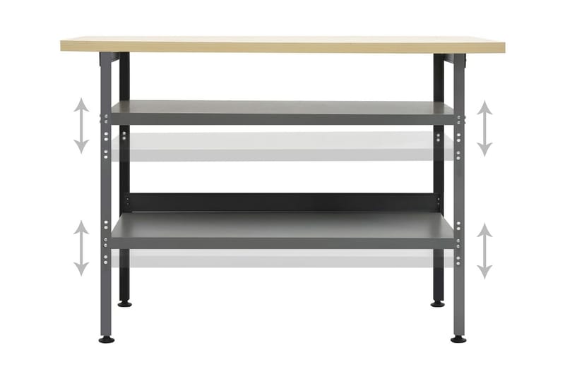 Työtaso harmaa 120x60x85 cm teräs - Piha & ulkoaltaat - Piha-alue - Ulkosäilytys - Autotallin sisustus & säilytys