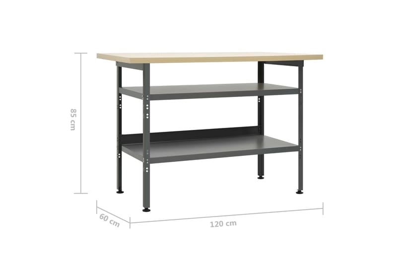 Työtaso harmaa 120x60x85 cm teräs - Piha & ulkoaltaat - Piha-alue - Ulkosäilytys - Autotallin sisustus & säilytys