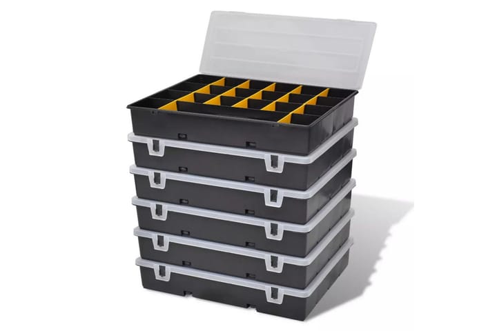 Varastolaatikkosarja 6 kpl - Musta - Autotallin sisustus & säilytys - Työkalupakki