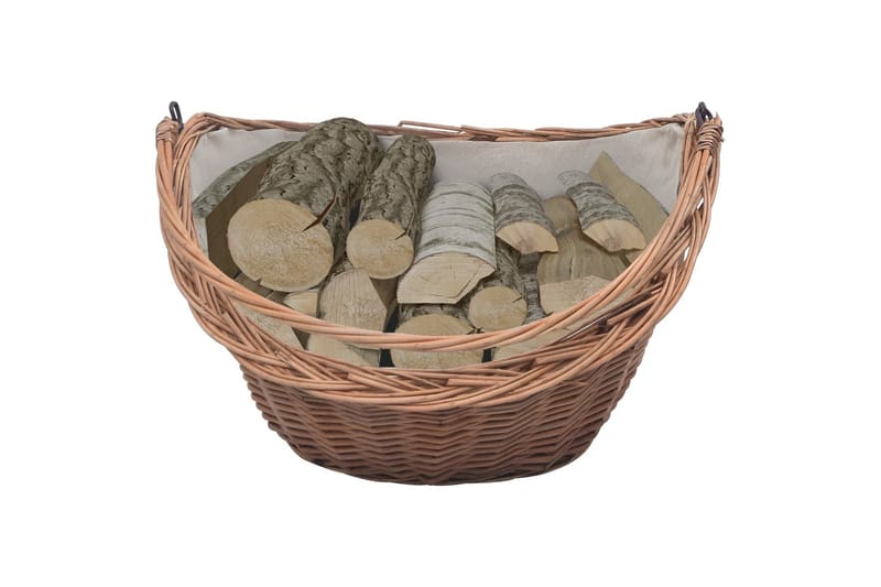 Firewood Basket with Handle 60x44x55 cm Natural Willow - Ruskea - Säilytys - Piensäilytys - Säilytyskorit - Halkokori