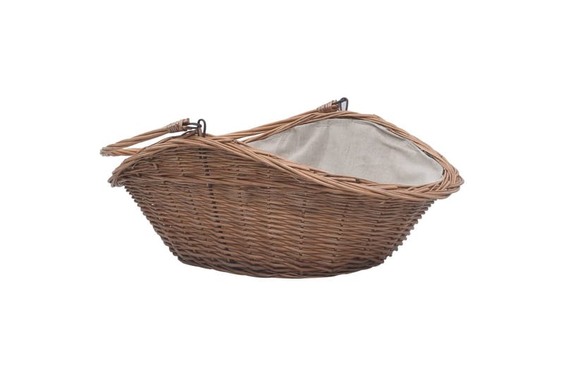 Firewood Basket with Handle 60x44x55 cm Natural Willow - Ruskea - Säilytys - Piensäilytys - Säilytyskorit - Halkokori