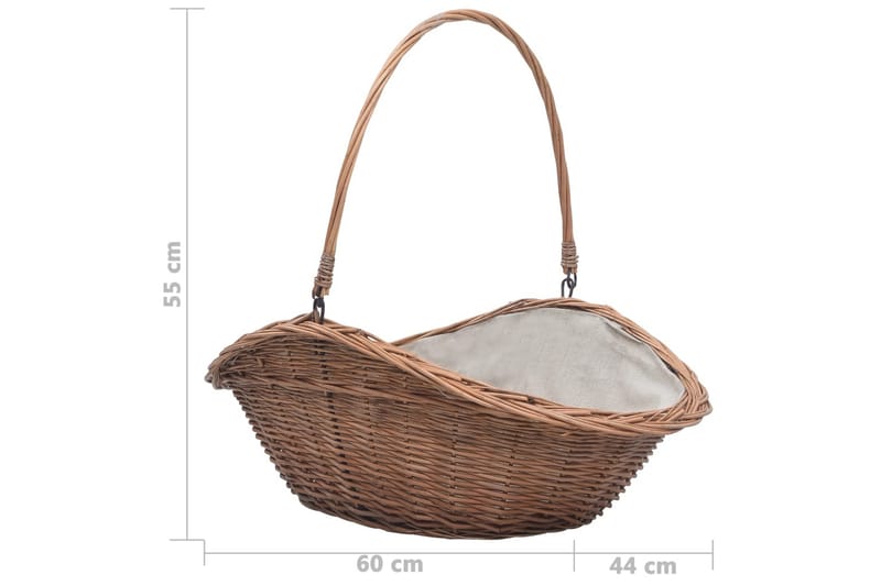 Firewood Basket with Handle 60x44x55 cm Natural Willow - Ruskea - Säilytys - Piensäilytys - Säilytyskorit - Halkokori