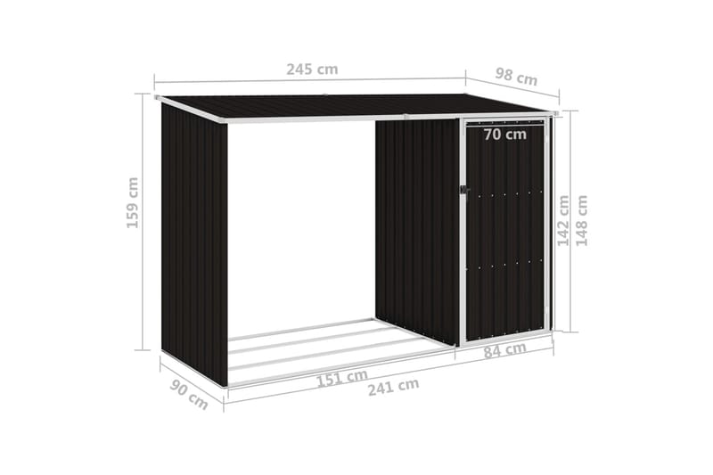 Puutarhan polttopuuvaja ruskea 245x98x159cm galvanoitu teräs - Piha & ulkoaltaat - Lasiterassi & pihamökki - Varastot & liiterit - Varastot
