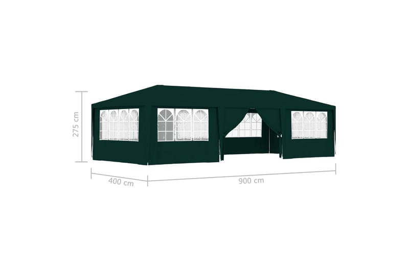 Ammattilaisten juhlateltta sivuseinillä 4x9 m vihreä 90 g/m² - Vihreä - Puutarhateltta & säilytysteltta - Juhlateltta