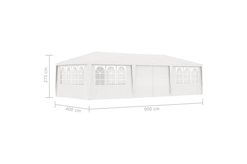 Ammattilaisten juhlateltta sivuseinillä 4x9m 90g/m² - Valkoinen - Puutarhateltta & säilytysteltta - Juhlateltta