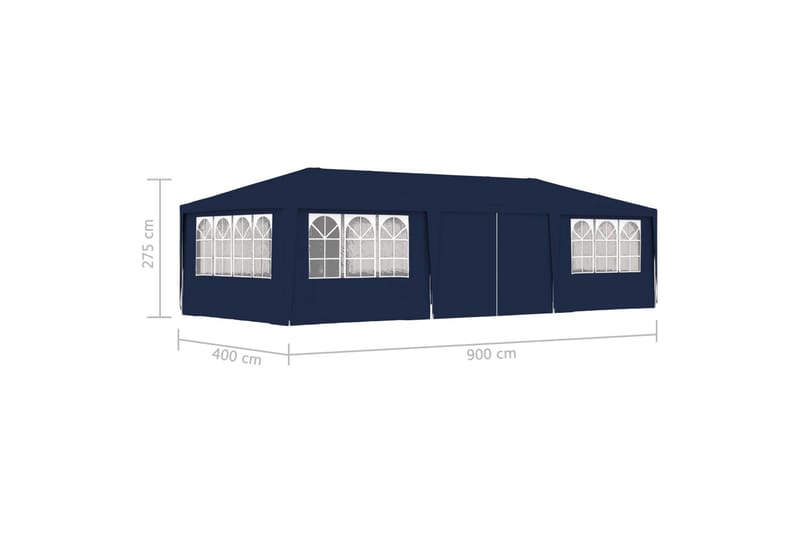 Ammattilaisten juhlateltta sivuseinillä 4x9m sininen 90 g/m² - Sininen - Puutarhateltta & säilytysteltta - Juhlateltta