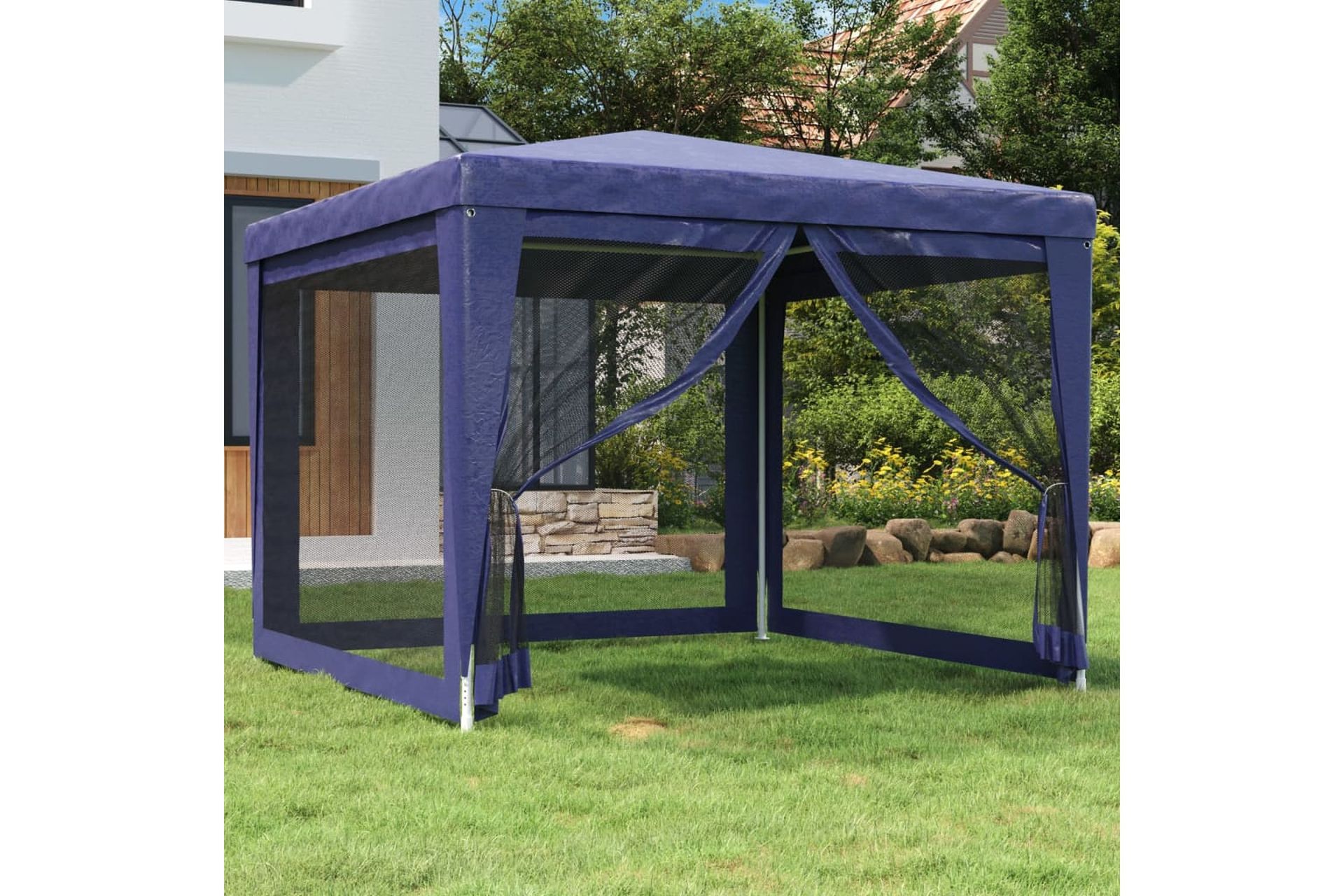 beBasic Juhlateltta 4 verkkosivuseinää sininen 3x3 m HDPE - Sininen - Piha & ulkoaltaat - Piha-alue - Ulkosäilytys - Puutarhateltta & säilytysteltta