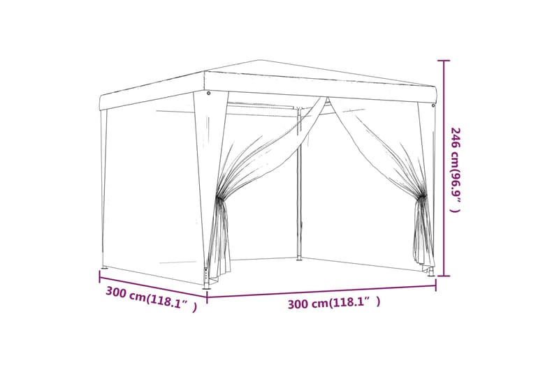 beBasic Juhlateltta 4 verkkosivuseinää punainen 3x3 m HDPE - Punainen - Piha & ulkoaltaat - Piha-alue - Ulkosäilytys - Puutarhateltta & säilytysteltta