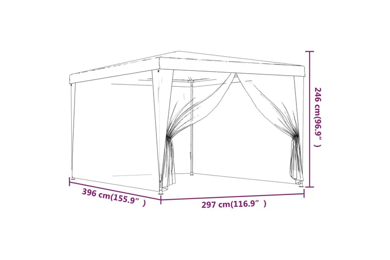 beBasic Juhlateltta 4 verkkosivuseinää punainen 3x4 m HDPE - Punainen - Piha & ulkoaltaat - Piha-alue - Ulkosäilytys - Puutarhateltta & säilytysteltta
