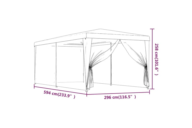 beBasic Juhlateltta 6 verkkosivuseinää vihreä 3x6 m HDPE - VihreÃ<br> - Piha & ulkoaltaat - Piha-alue - Ulkosäilytys - Puutarhateltta & säilytysteltta