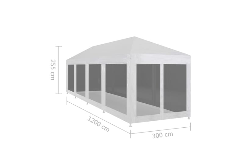 Juhlateltta 10 verkkosivuseinää 12x3 m - Musta - Piha & ulkoaltaat - Piha-alue - Ulkosäilytys - Puutarhateltta & säilytysteltta