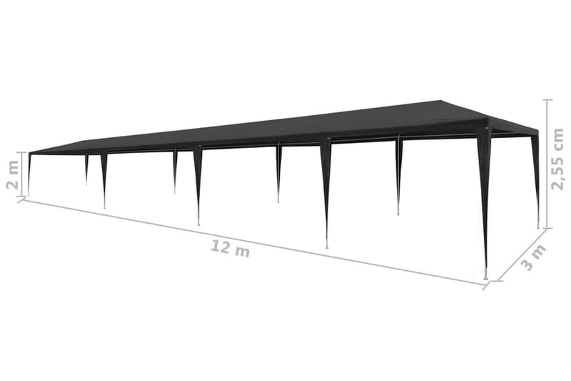 Juhlateltta 3x12 m PE antrasiitti - Antrasiitti - Puutarhateltta & säilytysteltta - Juhlateltta