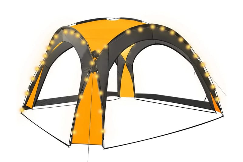 Juhlateltta LED-valoilla & 4 sivuseinällä 3,6x3,6x2,3 m - Keltainen - Puutarhateltta & säilytysteltta - Juhlateltta