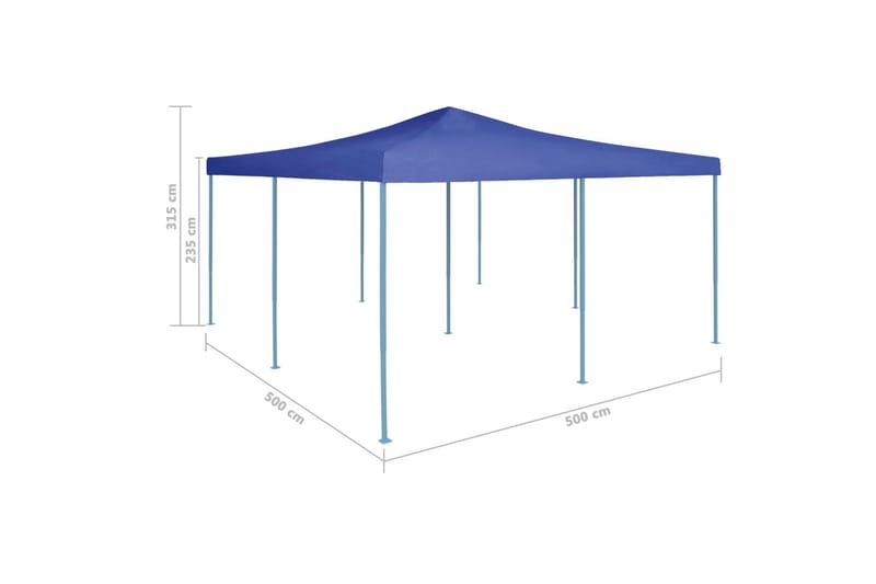 Kokoontaittuva huvimaja 5x5 m sininen - Sininen - Puutarhateltta & säilytysteltta - Juhlateltta