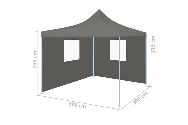 Kokoontaittuva pop-up juhlateltta 2 seinällä 3x3m - Antrasiitti - Puutarhateltta & säilytysteltta - Juhlateltta