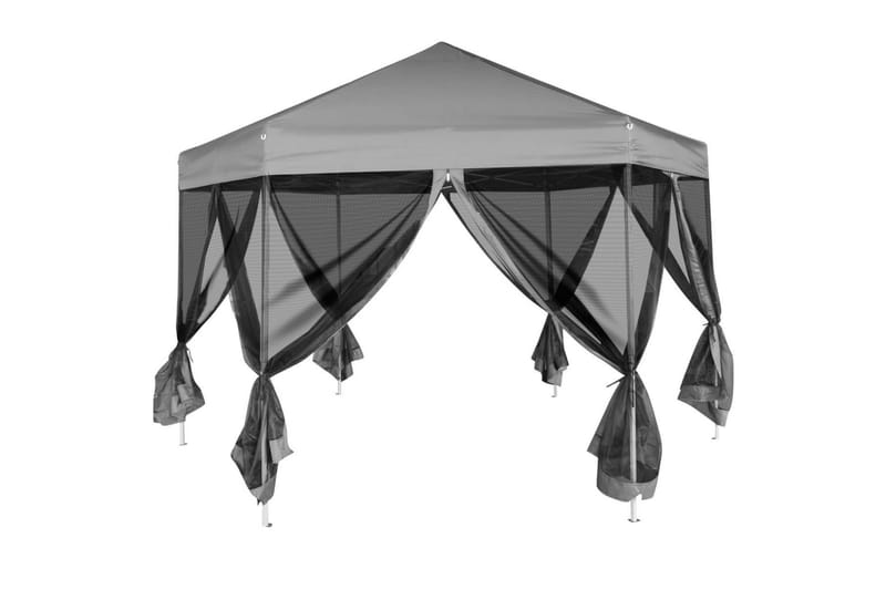 Kuusikulmainen pop-up juhlateltta 6 seinää Harmaa 3,6x3,1 m - Harmaa - Piha & ulkoaltaat - Piha-alue - Ulkosäilytys - Puutarhateltta & säilytysteltta