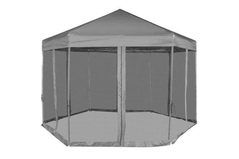 Kuusikulmainen pop-up juhlateltta 6 seinää Harmaa 3,6x3,1 m - Harmaa - Piha & ulkoaltaat - Piha-alue - Ulkosäilytys - Puutarhateltta & säilytysteltta