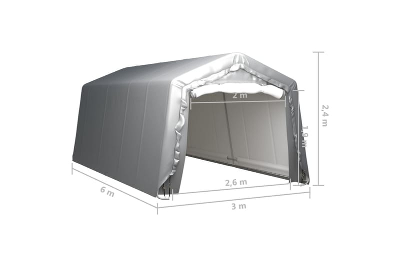 Varastoteltta 300x600 cm teräs harmaa - Puutarhateltta & säilytysteltta - Varastoteltta