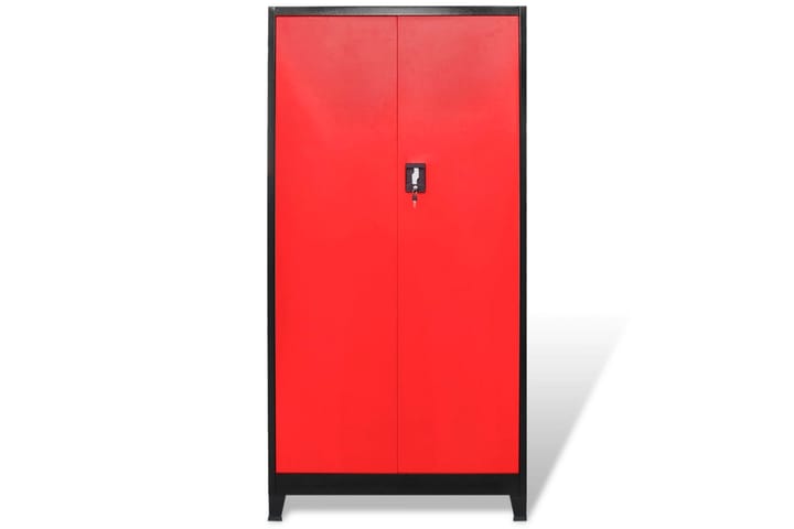 Työkalukaappi 2 ovella Teräs 90x40x180 cm Musta ja punainen - Monivärinen - Autotallin sisustus & säilytys
