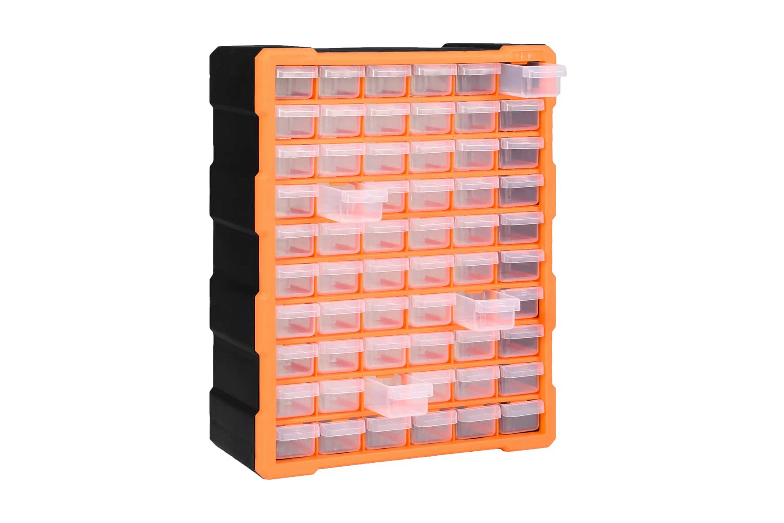 Monilaatikko järjestelijä 60 laatikolla 38x16x47,5 cm - Oranssi