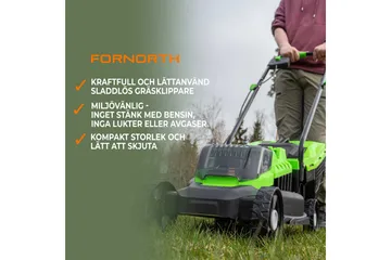 Fornorth Akkukäyttöinen Ruohonleikkuri Gh1000E, 20V akku ja Laturi - Valkoinen - Piha & ulkoaltaat - Pihatyökoneet - Ruohonleikkurit - Akkuruohonleikkuri