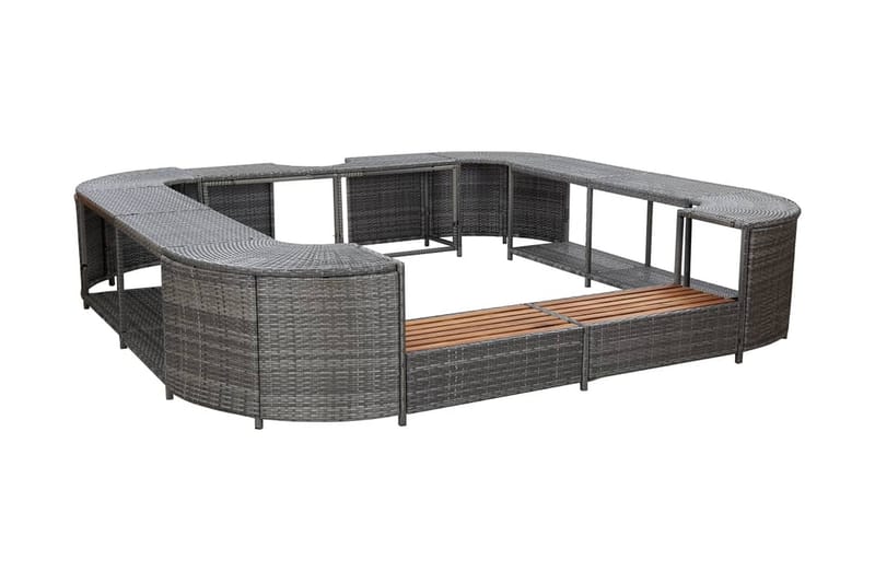 Porealtaan reunus neliö harmaa 268x268x55 cm polyrottinki - Harmaa - Piha & ulkoaltaat - Uima-allas, poreallas & sauna - Kylpytynnyri - Kylpytynnyrin lisäosat