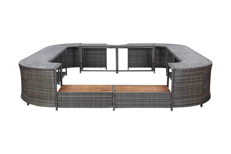 Porealtaan reunus neliö harmaa 268x268x55 cm polyrottinki - Harmaa - Piha & ulkoaltaat - Uima-allas, poreallas & sauna - Kylpytynnyri - Kylpytynnyrin lisäosat