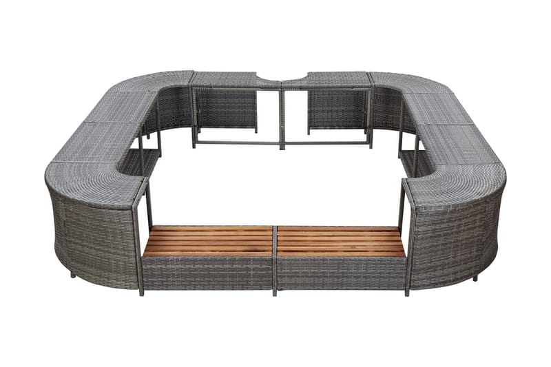Porealtaan reunus neliö harmaa 268x268x55 cm polyrottinki - Harmaa - Piha & ulkoaltaat - Uima-allas, poreallas & sauna - Kylpytynnyri - Kylpytynnyrin lisäosat