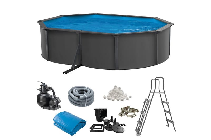 Allas Teräs Swim & Fun Perus ovaali 490 x 360 x 120 cm, Antrasiitinharmaa - 490 x 360 x 120 cm, Antrasiitinharmaa - Piha & ulkoaltaat - Uima-allas, poreallas & sauna - Uima-allas
 - Maanpinta-allas