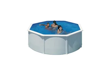 Allas Teräs Swim & Fun Perus pyöreä 350 x 120 cm, Valkoinen - 350 x 120 cm, Valkoinen - Piha & ulkoaltaat - Uima-allas, poreallas & sauna - Uima-allas - Maanpinta-allas