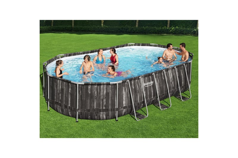 Bestway Power Steel Maanpäällinen allas 6,10 x 3,66 m Harmaa - Bestway - Piha & ulkoaltaat - Uima-allas, poreallas & sauna - Uima-allas
 - Maanpinta-allas