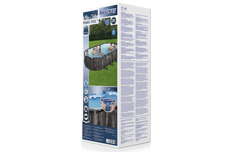 Bestway Power Steel Maanpäällinen allas 6,10 x 3,66 m Harmaa - Bestway - Piha & ulkoaltaat - Uima-allas, poreallas & sauna - Uima-allas
 - Maanpinta-allas
