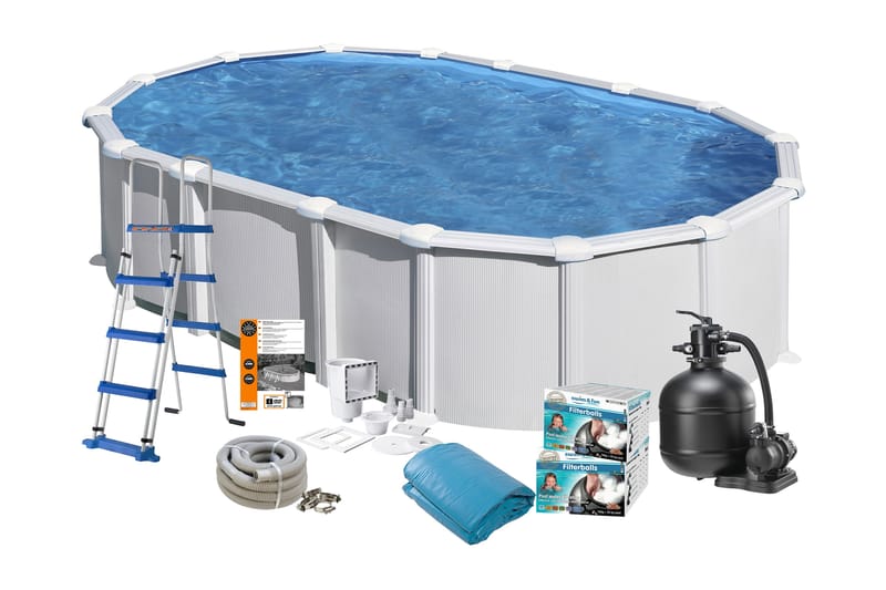 Allas Teräs Swim & Fun Perus ovaali 730 x 375 x 132 cm, Valkoinen - 730 x 375 x 132 cm, Valkoinen - Piha & ulkoaltaat - Uima-allas, poreallas & sauna - Uima-allas
 - Maanpinta-allas