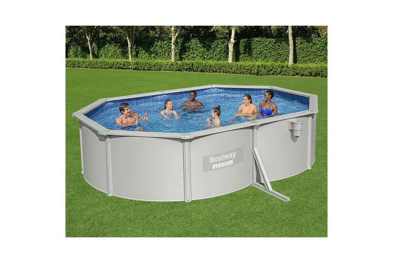 Bestway Hydrium Terässeinäallas Ovaali 5 x 3,6 m Harmaa - Harmaa - Piha & ulkoaltaat - Uima-allas, poreallas & sauna - Uima-allas - Maanpinta-allas