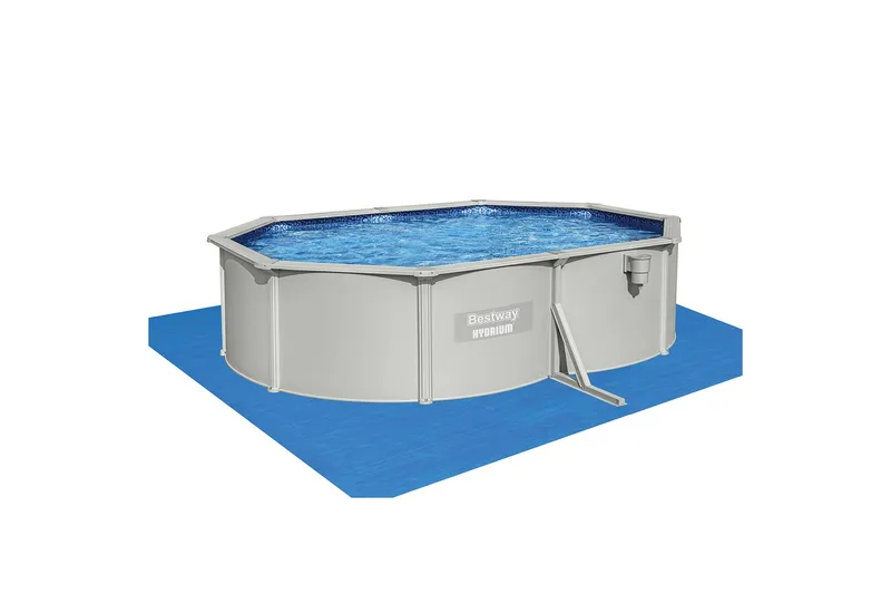 Bestway Hydrium Terässeinäallas Ovaali 5 x 3,6 m Harmaa - Harmaa - Piha & ulkoaltaat - Uima-allas, poreallas & sauna - Uima-allas - Maanpinta-allas