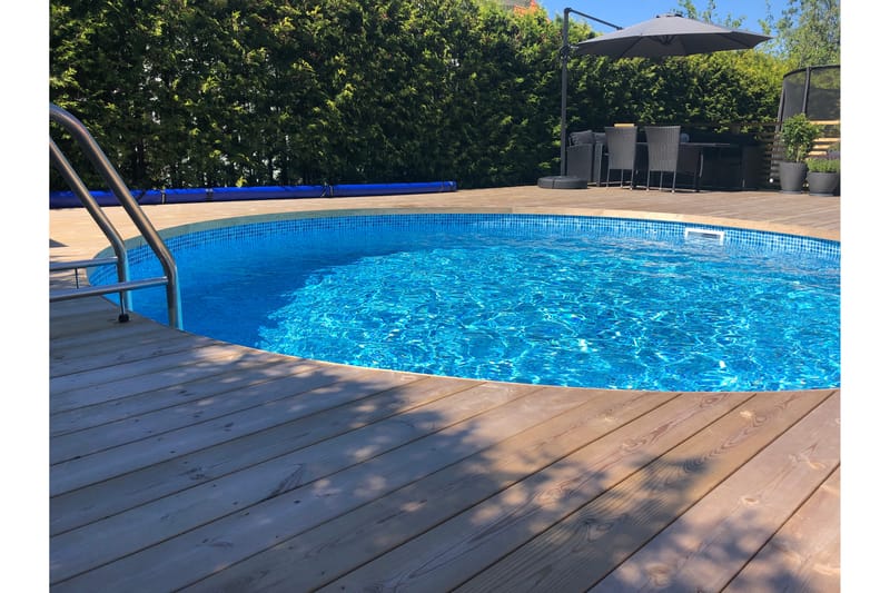 Terässeinäallas Premium Pyöreä 3,5x1,2m Carrara Valkoinen - Planet Pool - Maanpinta-allas