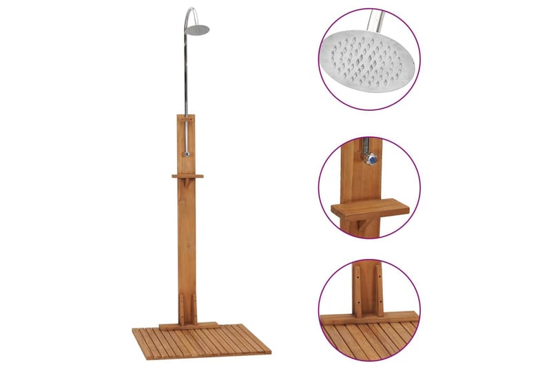 Puutarhasuihku 75x75x210 cm täysi tiikki - Piha & ulkoaltaat - Uima-allas, poreallas & sauna - Uima-allastarvikkeet & poreallastarvikkeet - Muut uima-allastarvikkeet