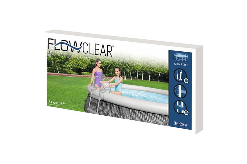 Bestway Flowclear Uima-altaan 2-askelmaiset tikkaat 84 cm - Harmaa - Piha & ulkoaltaat - Uima-allas, poreallas & sauna - Uima-allastarvikkeet & poreallastarvikkeet - Uima-altaan portaat