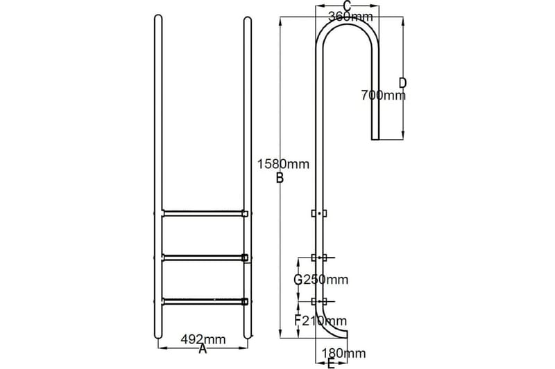 Uima-altaan tikkaat 3 askelmaa 120 cm Ruostumaton teräs - Hopea - Piha & ulkoaltaat - Uima-allas, poreallas & sauna - Uima-allastarvikkeet & poreallastarvikkeet - Uima-altaan portaat
