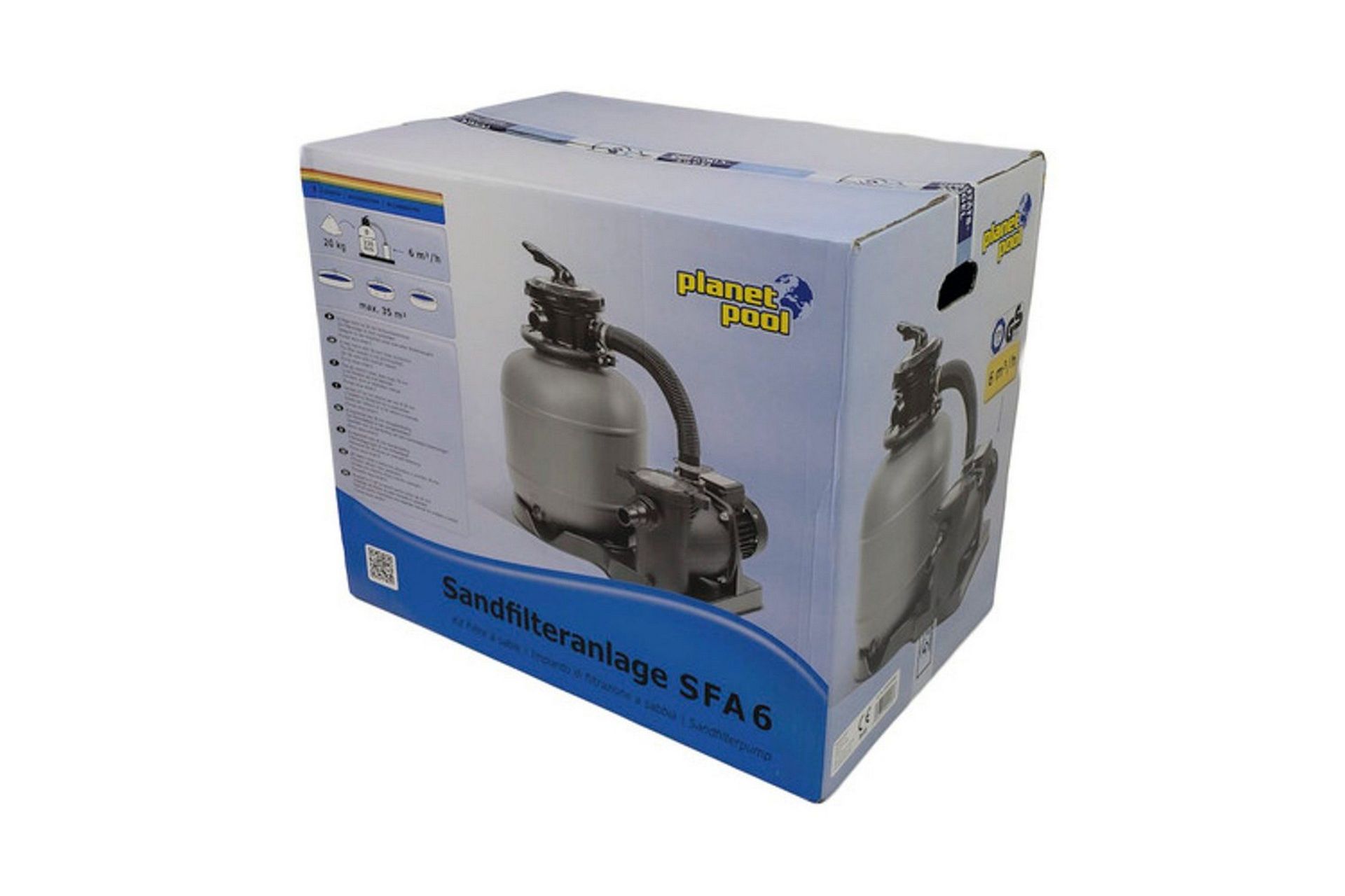 Hiekkasuodatinpumppu Planet Pool Asennuslevy 6-tienventtiili L (Suodatin Ø 400 mm Pumppu 8,0 m³/h) - L (Suodatin Ø 400 mm Pumppu 8,0 m³/h)