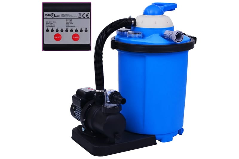 Hiekkasuodatinpumppu ajastimella 550 W 50 l - Sininen - Piha & ulkoaltaat - Uima-allas, poreallas & sauna - Uima-altaan & porealtaan puhdistus - Hiekkasuodattimet